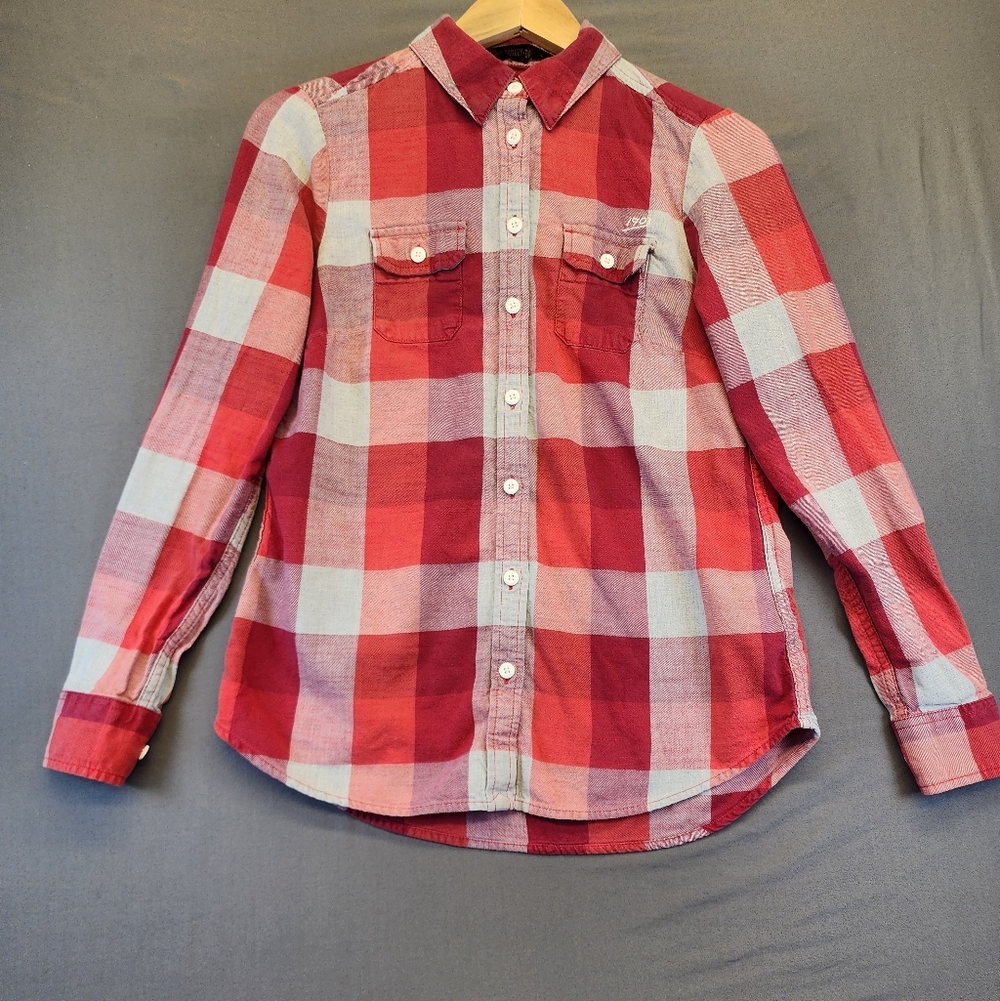 Vintage Harley-Davidson Eagle Plaid Flannel Moto Biker Grunge Red Shirt Small